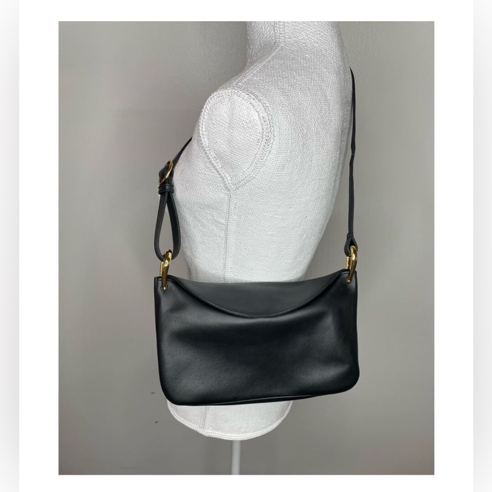 Madewell Black Leather Shoulder Bag with Gold-Tone Hardware